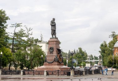 Rusya, Irkutsk - 25 Temmuz 2018: Anıt Alexander III. Tüm-