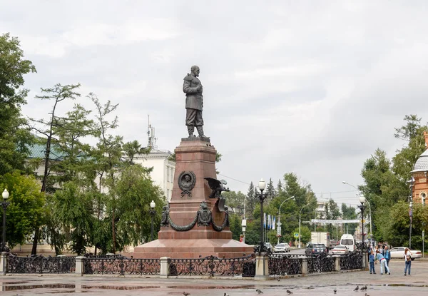 Rusya, Irkutsk - 25 Temmuz 2018: Anıt Alexander III. Tüm-