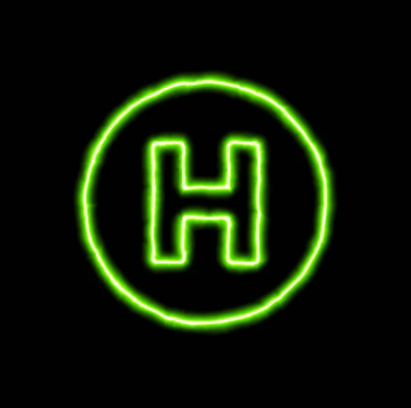 Zöld neon szimbólum kórházi szimbólum — Stock Fotó