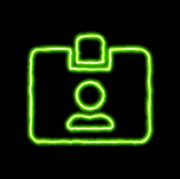 Green neon symbol id badge — Stock Photo, Image