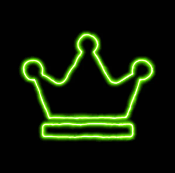 Corona símbolo de neón verde —  Fotos de Stock