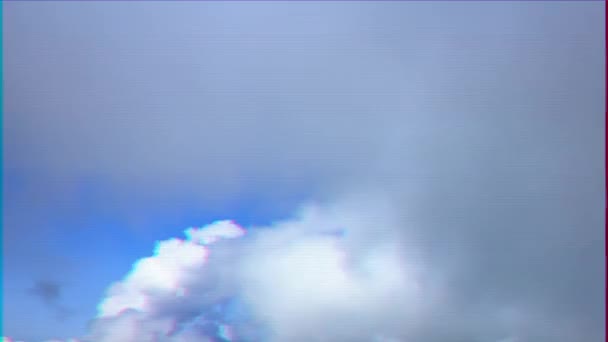 グリッチ効果 雲の中で 時間の経過 ロシア ビデオ Ultrahd — ストック動画