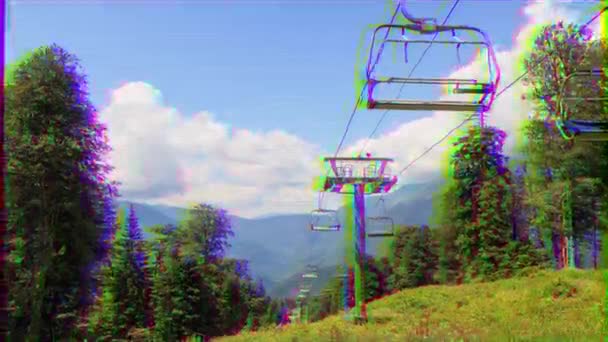 Glitch Effekt Chairlift Timelapse Gazprom Center Sotji Ryssland Video Ultrahd — Stockvideo