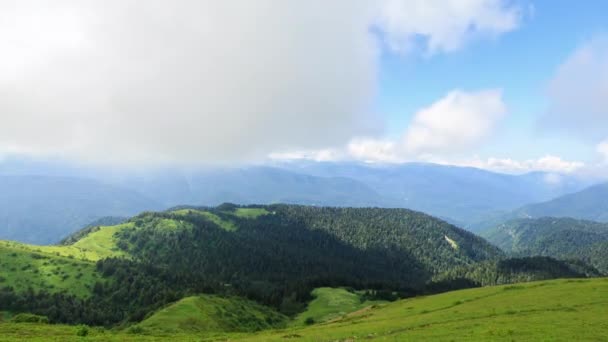 Effet Scintillant Champ Montagnes Avec Forêts Zoom Timelapse Sotchi Russie — Video