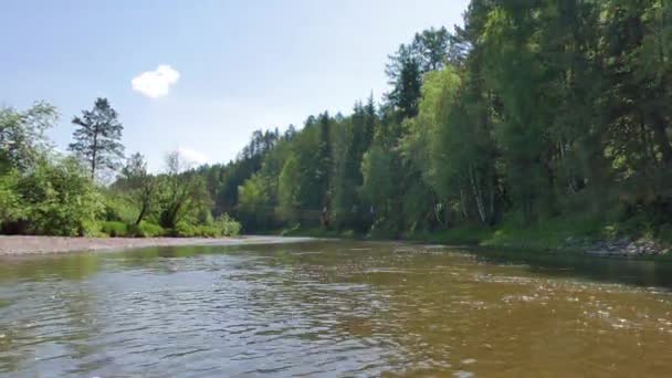 Glitch Effect Hanging Bridge River Serga Urals Russia Video Ultrahd — Stock Video