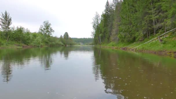 Effet scintillant. Le long de l'eau, la rivière Serga, Oural, Russie. Vidéo. UltraHD (4K )