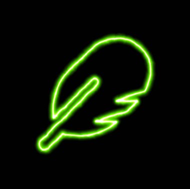 yuvarlak Yeşil Neon simge tüy 