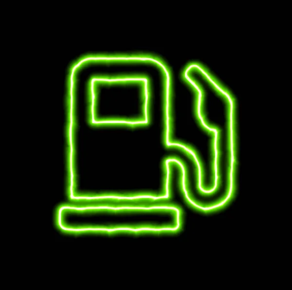 Grüne Neon-Symbol-Benzinpumpe — Stockfoto