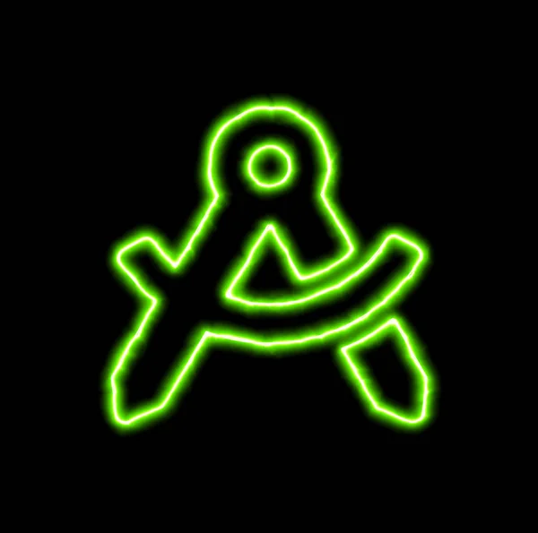 Зелёный неоновый символ, рисующий компас — стоковое фото