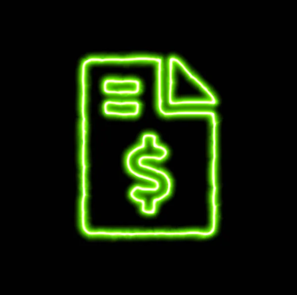 Dolar ikona plik Neon symbol zielony — Zdjęcie stockowe