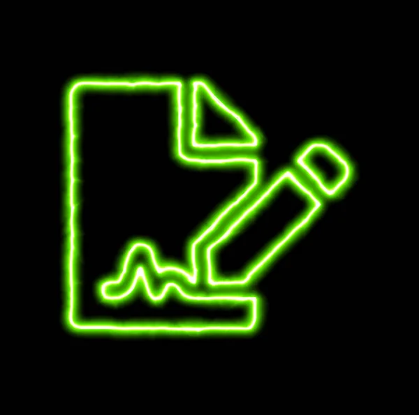 Groene neon symbool bestand handtekening — Stockfoto