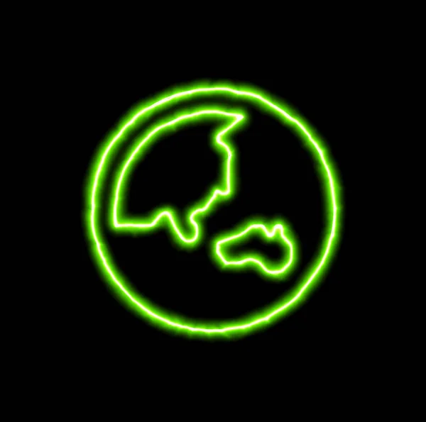 Groen neon symbool Globe Asia — Stockfoto