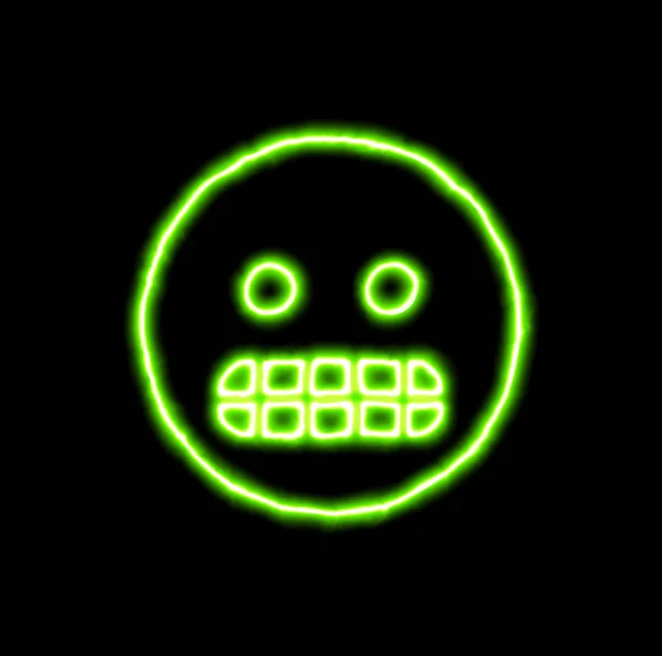 Zelený neonový symbol grimasa — Stock fotografie