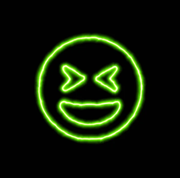 Grön neonsymbol grin Kisa — Stockfoto