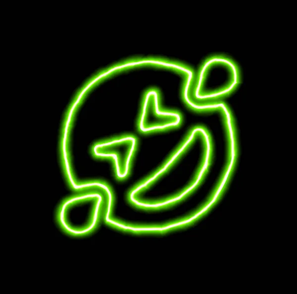 Yeşil Neon sembol grin gözyaşı — Stok fotoğraf