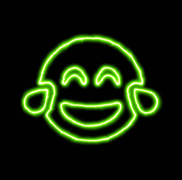 Grön neonsymbol grin tårar — Stockfoto