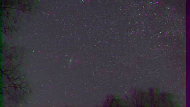 Glitch Effekt Stjärnhimmel Vintern Video Ultrahd — Stockvideo