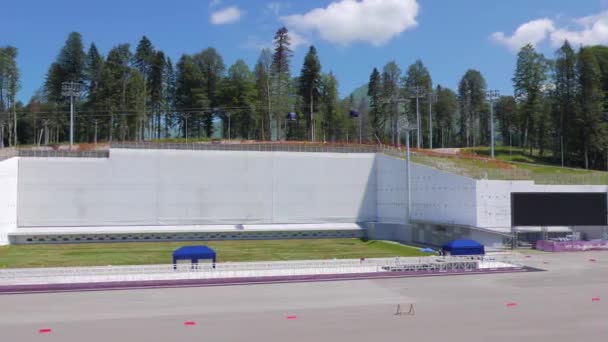Glitch Effect Shooting Ski Stadium Laura Sochi Russia July 2015 — Stock Video