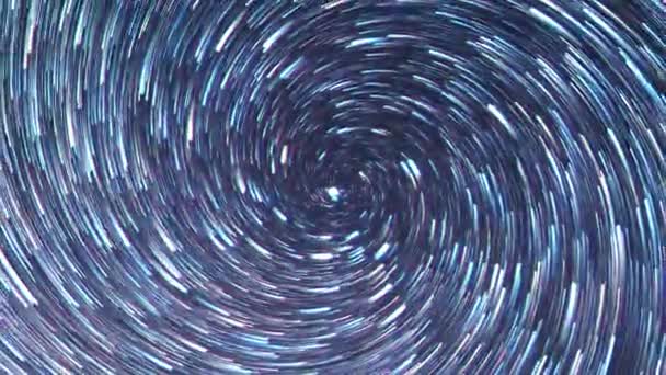 Effet scintillant. Des étoiles dans le ciel comme des météores en spirale vissée. Zoom. Temps écoulé. Vidéo 