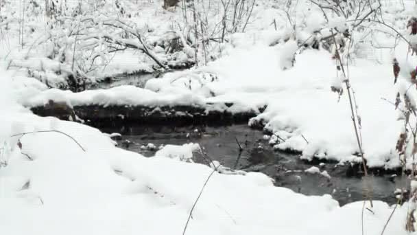 Glitch Effect Runs Snow Stream Russia Video Ultrahd — Stock Video