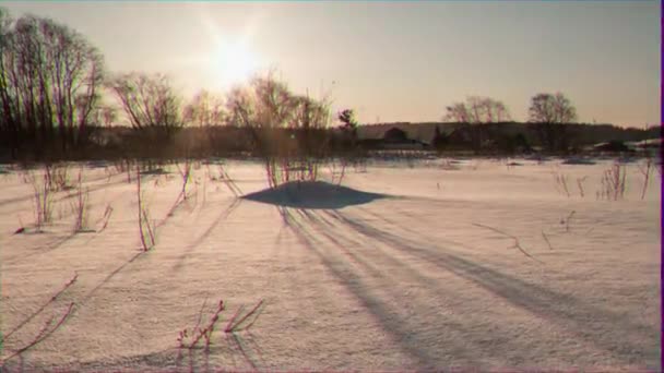 Efecto Fallo Técnico Sombras Nieve Atardecer Acercar Time Lapse Rusia — Vídeo de stock