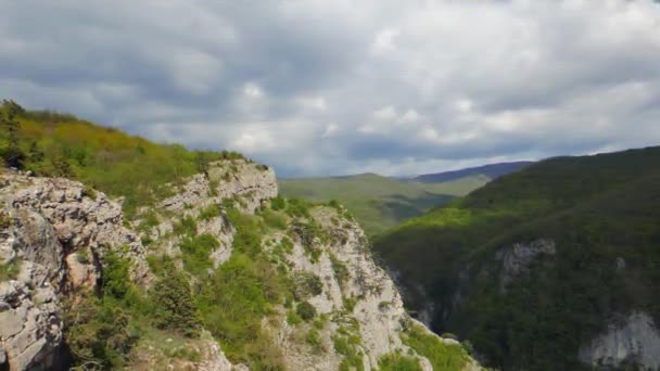 Glitch Effect Crimea Grand Canyon Sunset Panorama Video Ultrahd — Stock Video