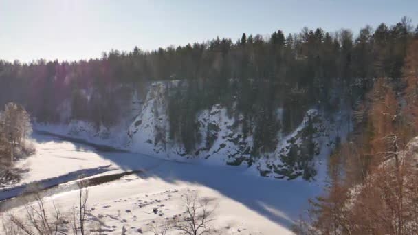 Efecto Fallo Técnico Paisaje Invernal Río Serga Ural Rusia Vídeo — Vídeos de Stock