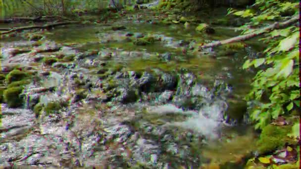 Glitch Effekt Floden Mossan Sary Uzen Krim Video Ultrahd — Stockvideo