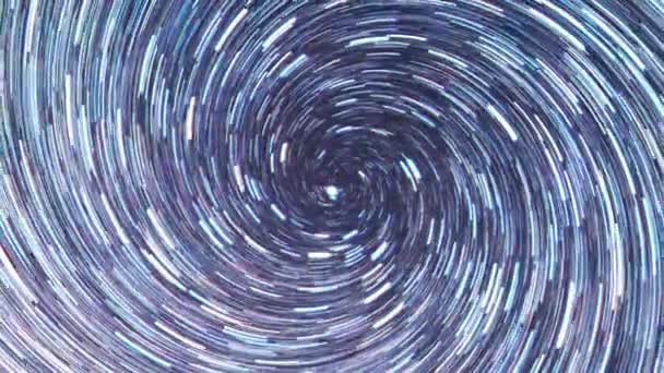 Effet scintillant. Les étoiles tracent une ligne dans le ciel. vis spirale. Zoom. Time Lpase. Vidéo 