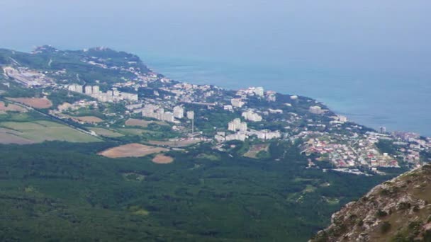 Efecto Fallo Técnico Vista Del Pueblo Gaspra Crimea Vídeo Ultrahd — Vídeos de Stock