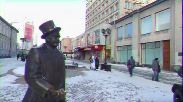 Glitch Effekt Bilen Gatan Weiner Jekaterinburg Ryssland December 2015 Monumentet — Stockvideo