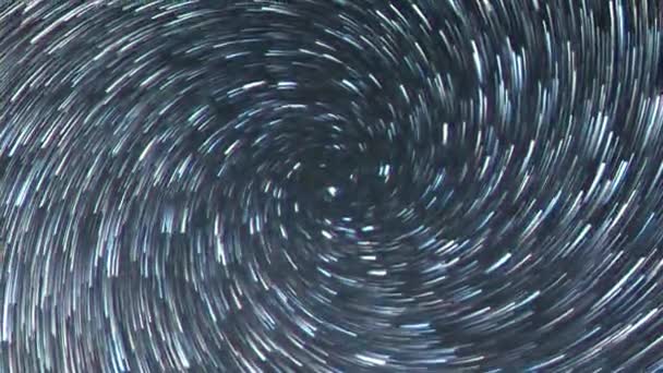Effet scintillant. Des étoiles comme des météores en spirale. Zoom. Temps écoulé. Vidéo 