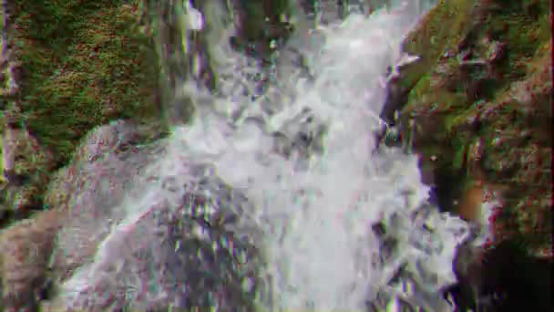 Effetto Glitch Flusso Silver Falls Piccolo Canyon Crimea Video Ultrahd — Video Stock