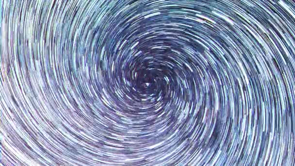 Glitch Effekt Sterne Ziehen Eine Linie Den Himmel Schraubenspirale Nacht — Stockvideo