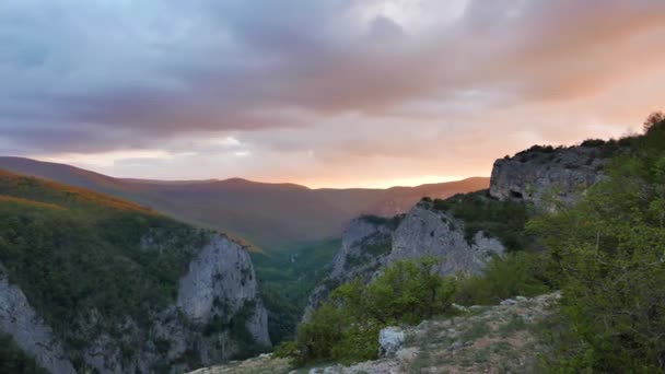 Glitch Effekt Crimea Grand Canyon Bei Sonnenuntergang Video Ultrahd — Stockvideo