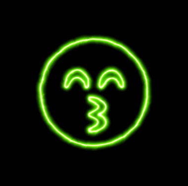 Yeşil Neon sembol öpücük 