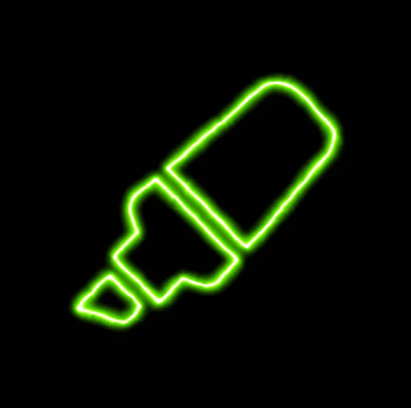 Groene neon symbool markeerstift — Stockfoto