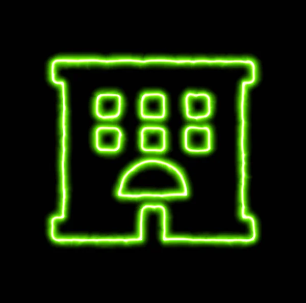 Green neon symbol hotel — Stock Photo, Image