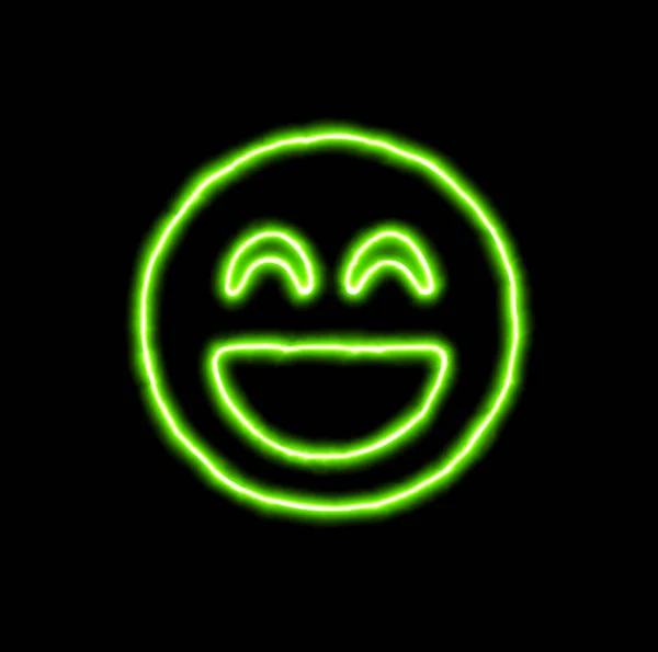 Green neon symbol laugh beam — Stock Photo, Image