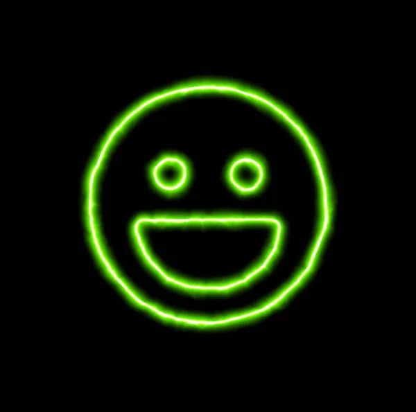 Green neon symbol laugh — Stock Photo, Image