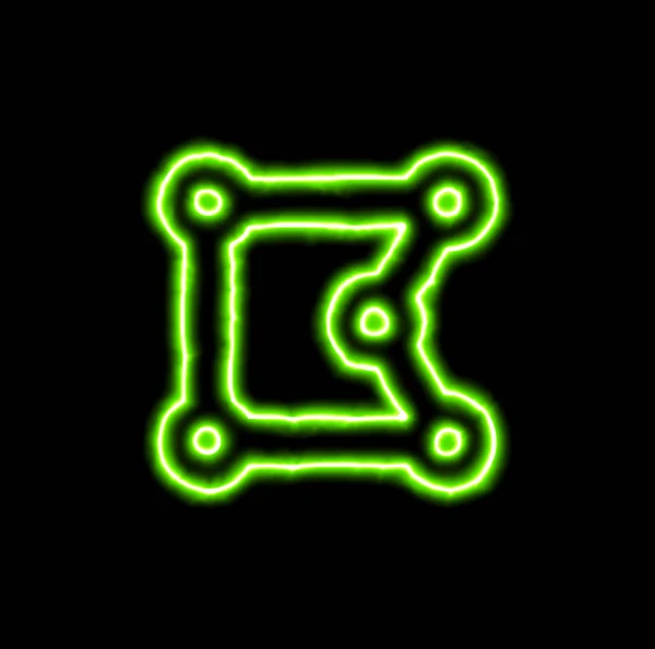 Grüne Neon-Symbole zeichnen Polygon — Stockfoto