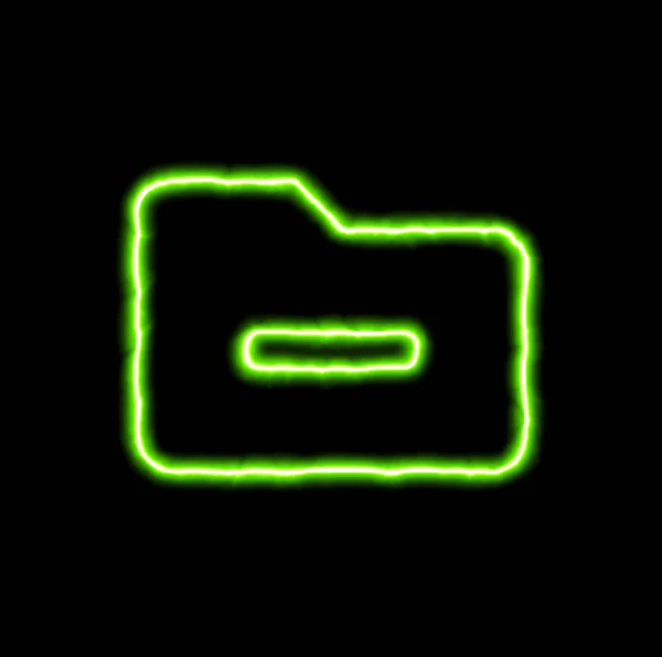 Cartella simbolo neon verde meno — Foto Stock