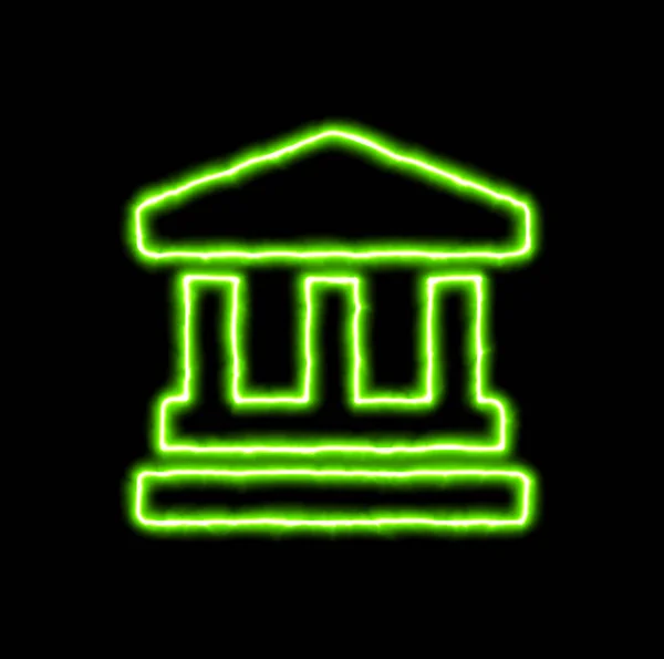 Grön neonsymbol landmärke — Stockfoto