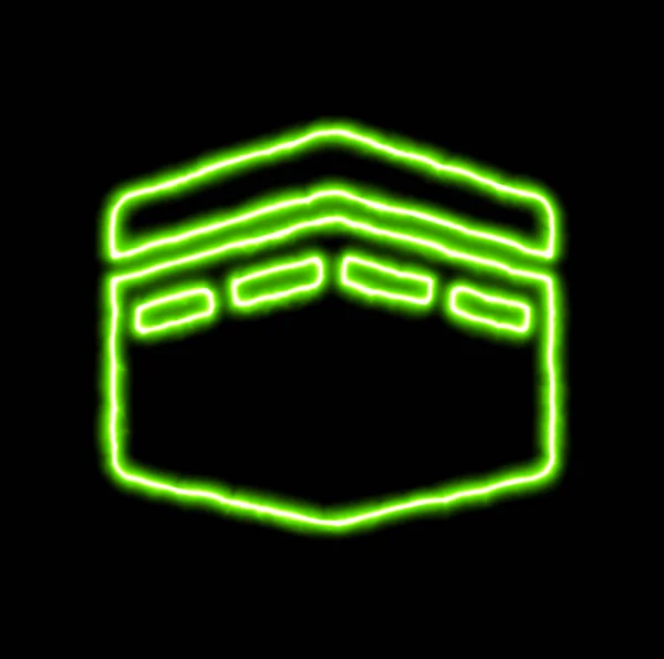 Grön Neon symbol Kaaba — Stockfoto
