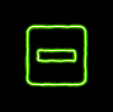 Yeşil Neon sembol eksi kare 