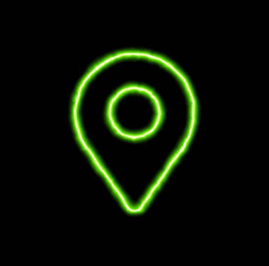 Yeşil Neon sembol harita Marker 