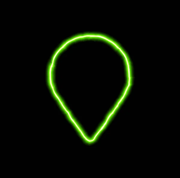 Marcador de mapa de símbolo de néon verde — Fotografia de Stock