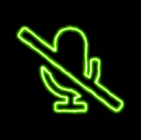 Green neon symbol microphone slash — Stock Photo, Image