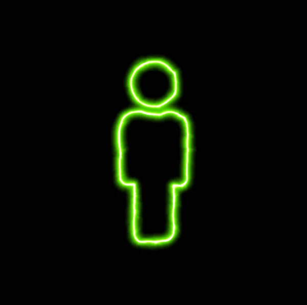 Zelený neonový symbol samec — Stock fotografie