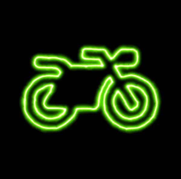 Grön neonsymbol motorcykel — Stockfoto